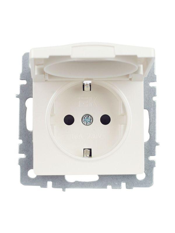  Розетка BRITE РСбш10-3-44-БрЖ 16А IP44 с заземл. защ. шторки с крышкой механизм жемчуж. IEK BR-R16-16-44-K36 фото в каталоге от BTSprom.by