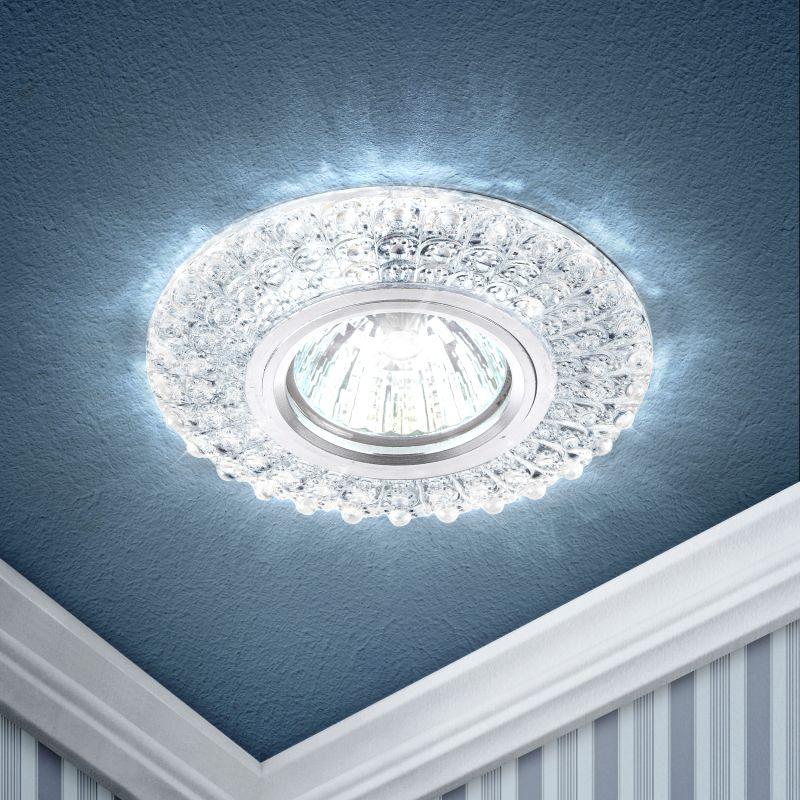 светильник светодиодный dk ld2 sl/wh gu5.3 декор с бел. светодиод. подсветкой прозр. эра б0019197 от BTSprom.by