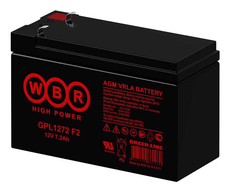  Аккумулятор 12В 7.2А.ч WBR GPL1272 F2 WBR фото в каталоге от BTSprom.by