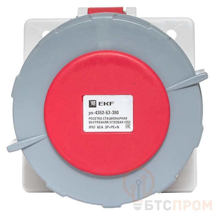  Розетка стационарная внутренняя угловая 4252 3Р+РЕ+N 32А 380В IP67 PROxima EKF ps-4252-32-380 фото в каталоге от BTSprom.by