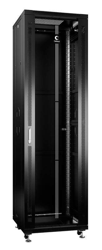 шкаф монтажный телекоммуникационный напольный sh-05c-42u60/60-bk 19дюйм для распред. и серверн. оборудования 42u 600х600х2055мм передн. стеклян. и задн. сплошн. метал. двери ручка с замком черн. (ral 9004) cabeus 8560c от BTSprom.by