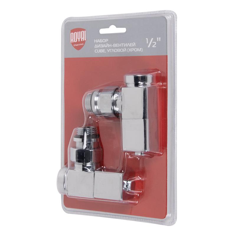  Набор дизайн-вентилей CUBE угловой 1/2дюйм хром Royal Thermo НС-1193191 фото в каталоге от BTSprom.by