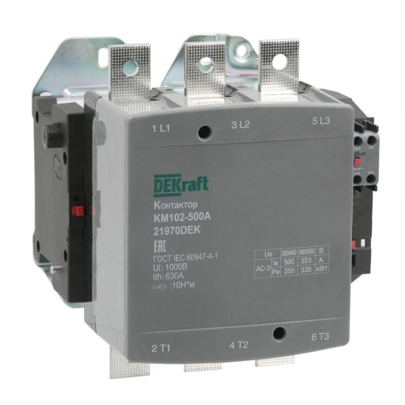 контактор 500а 220в ас ас3 ас4 1но+1нз км-102 dekraft 21970dek от BTSprom.by