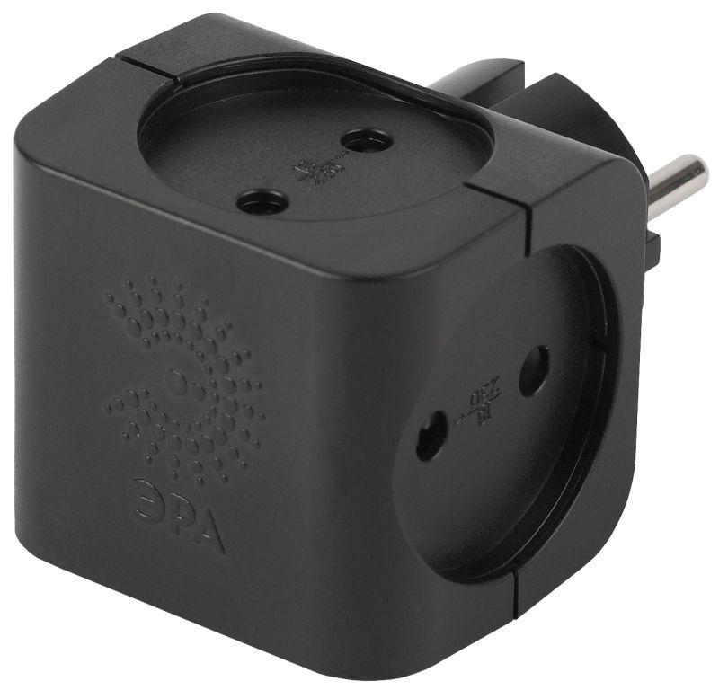 разветвитель 4-м без заземл. 16а ip20 sp-4-b черн. эра б0008207 от BTSprom.by
