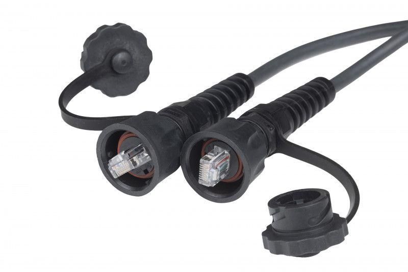 патч-корд промышленный кат.5e u/utp pc-ie-lpm-utp-rj45-rj45-c5e-3m-bk ip67 с защ. крышками 3м черн. hyperline 45499 от BTSprom.by