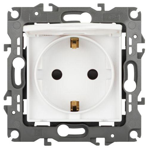 розетка 16а 250в 2p+e schuko защ. шторки с крышкой эра12 12-2103-01м бел. матов. эра б0065675 от BTSprom.by