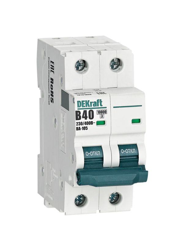выключатель автоматический модульный 2п b 40а 10ка ва-105 dekraft 13121dek от BTSprom.by