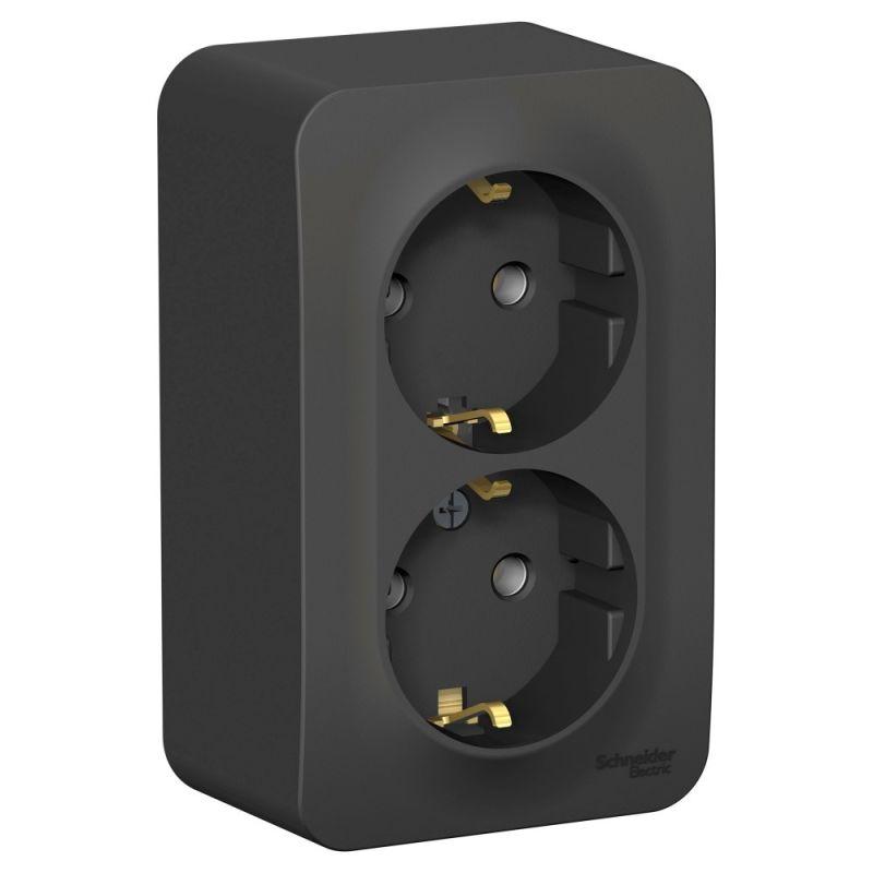 розетка 2-м оп blanca 16а ip20 250в с заземл. без защ. шторок с изолир. пластиной антрацит se blnra010216 от BTSprom.by