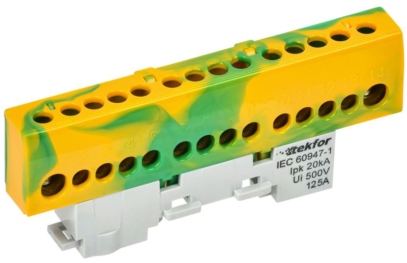 шина pe "земля" изол. на универс. держ. 8х12-14-жз tekfor iek tf-nn20-14-kl-k52 от BTSprom.by