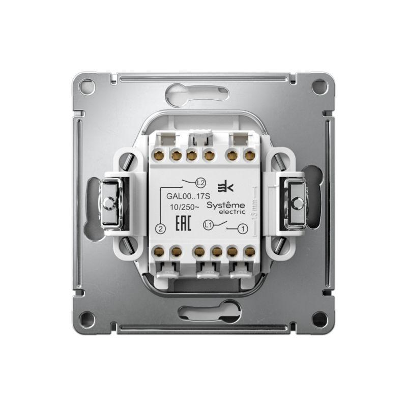  Выключатель кнопочный 2-кл. ArtGallery 10AX быстрозажим. клем. механизм сталь SE GAL000917S фото в каталоге от BTSprom.by