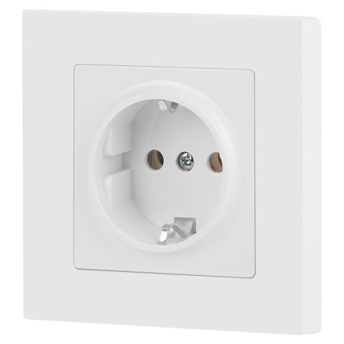  Розетка 1-м СП Accent 6-202-01М 16А IP20 250В 2P+E Schuko бел. матов. Intro Б0063681 фото в каталоге от BTSprom.by