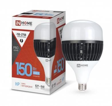 лампа светодиодная led-hp-pro 150вт грушевидная 6500к холод. бел. e27 14250лм 150-275в с адаптером e40 бел. in home 4690612035703 от BTSprom.by