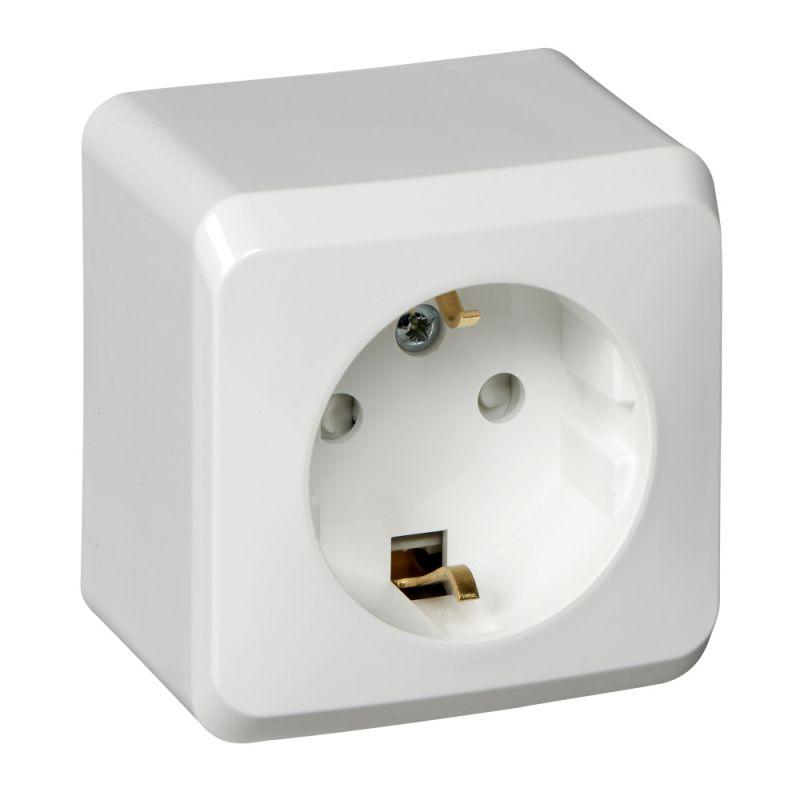 розетка 1-м оп этюд 16а ip20 250в с заземл. защ. шторки бел. se pa16-004b от BTSprom.by