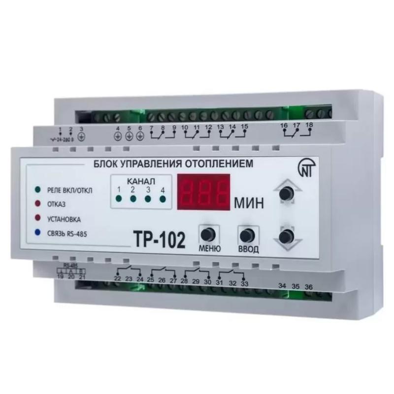 реле управления теплым полом тр-102 совместим с nt cloud 4 независимых канала modbus новатек-электро 3425606102 от BTSprom.by