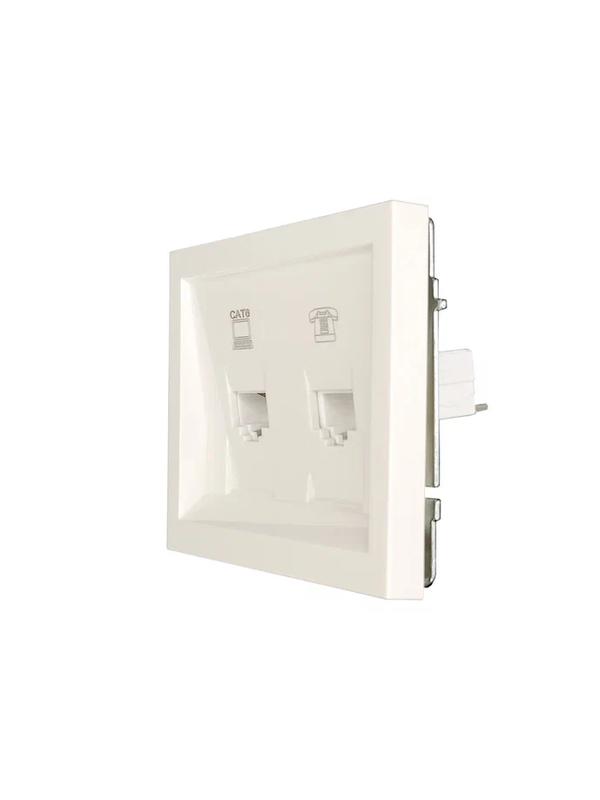  Розетка компьютер+телефон СП ZIMA IP20 с модулем Cat 6 слон. кость LEZARD 704-9088-144 фото в каталоге от BTSprom.by