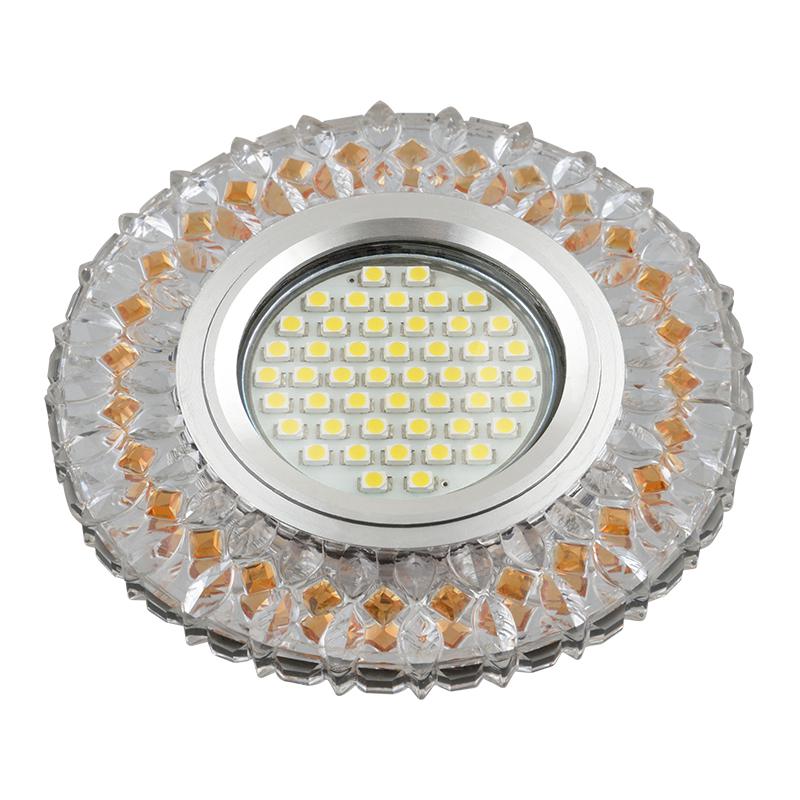 светильник dls-l138 gu5.3 glassy/light tea gu5.3 встраив. доп. светодиод. подсветка 3вт без лампы стекло fametto ul-00003870 от BTSprom.by