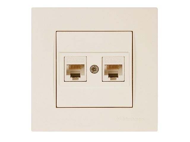 розетка компьютерная 2xrj45 (cat5e, скрытая) кремовая, rita, mutlusan 2220 138 0102 от BTSprom.by