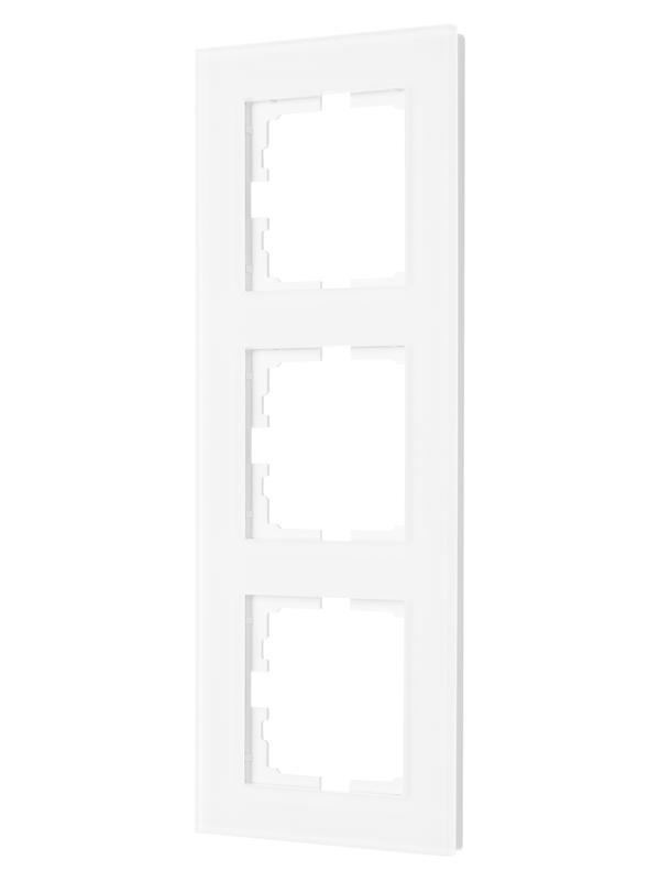 рамка 3-местн. вертик. vesna стекло бел. матов. lezard 742-5380-153 от BTSprom.by