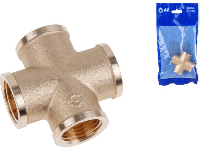 крестовина 1/2" вн.-вн.-вн.-вн., av engineering (инд. упак.) (латунь, макс.  16 бар, макс.  110 °с) ave312001 от BTSprom.by