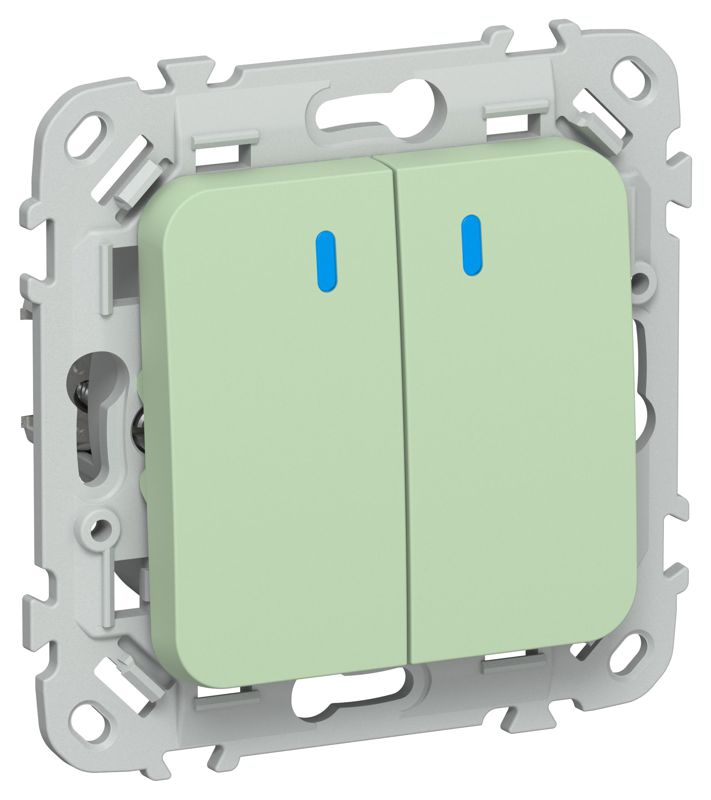 выключатель проходной 2-кл. сп flite вс62-1-1-флф 10а с индикацией механизм фисташк. iek fi-v22-1-10-1-k93 от BTSprom.by