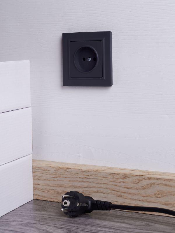  Розетка СП BRITE РСР10-1-0-БрГ 10А в сборе без заземл. без защ. шторок графит IEK BR-R10-10-K53-F фото в каталоге от BTSprom.by