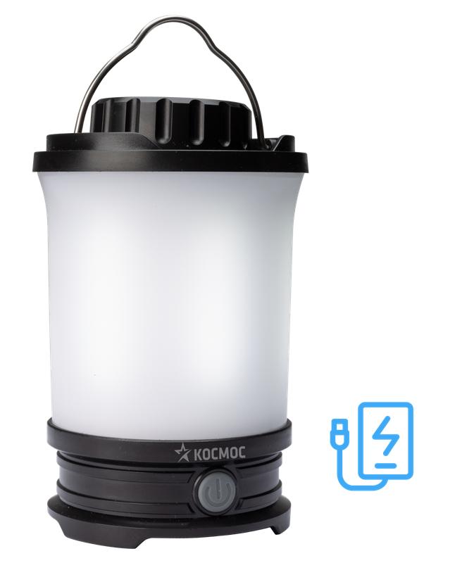 фонарь аккумуляторный кемпинговый led 10вт съемн. аккум. li-ion18650 2х2.2а.ч power-bank usb-шнур космос kos604lit от BTSprom.by