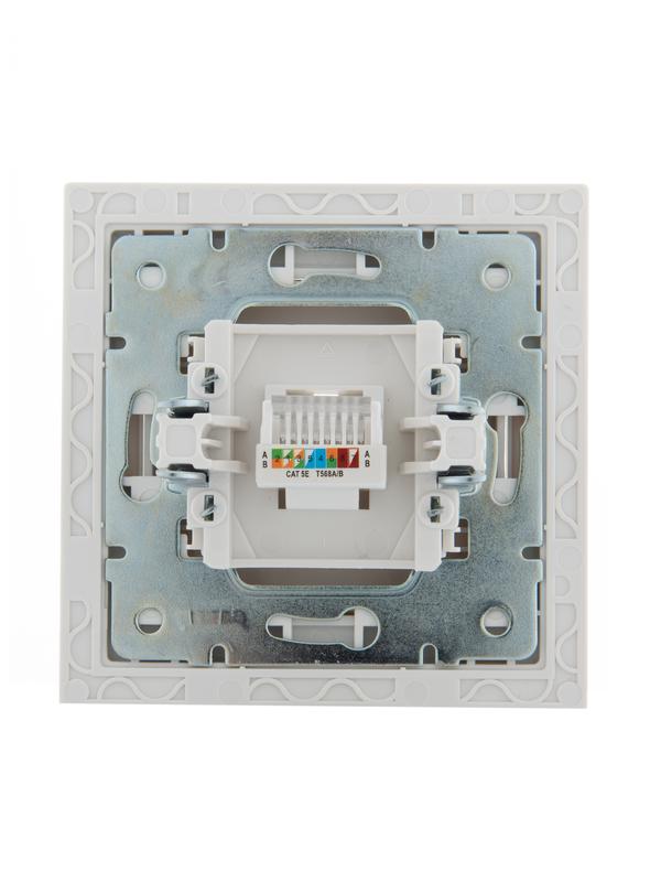  Розетка компьютерная 1-м СП Rain RJ45 с зол. боковой вставкой бел. LEZARD 703-0226-139 фото в каталоге от BTSprom.by