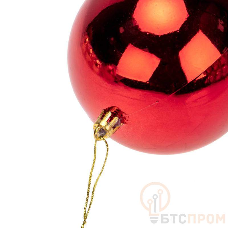  Елочная фигура Шар глянцевый 10 см, цвет красный (цена за 1 шт.) фото в каталоге от BTSprom.by
