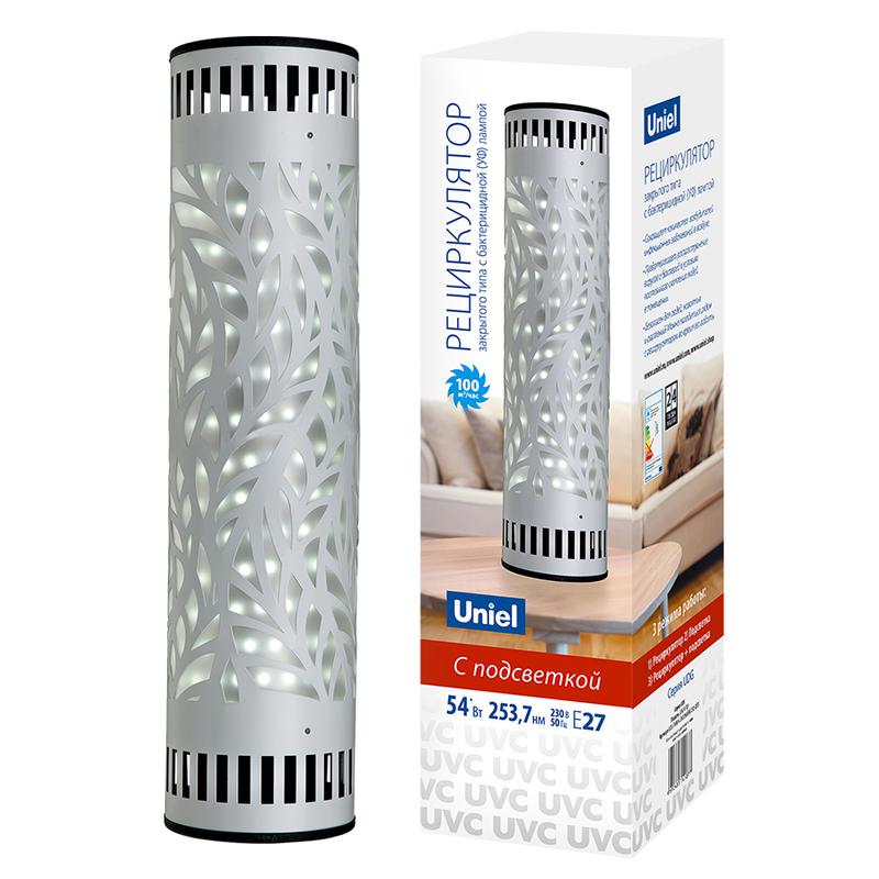 рециркулятор настольный udg-v100a uvcb/6500k d02 steel закрыт. типа с лампой e27 без озонирования 253.7нм сталь. uniel ul-00007984 от BTSprom.by