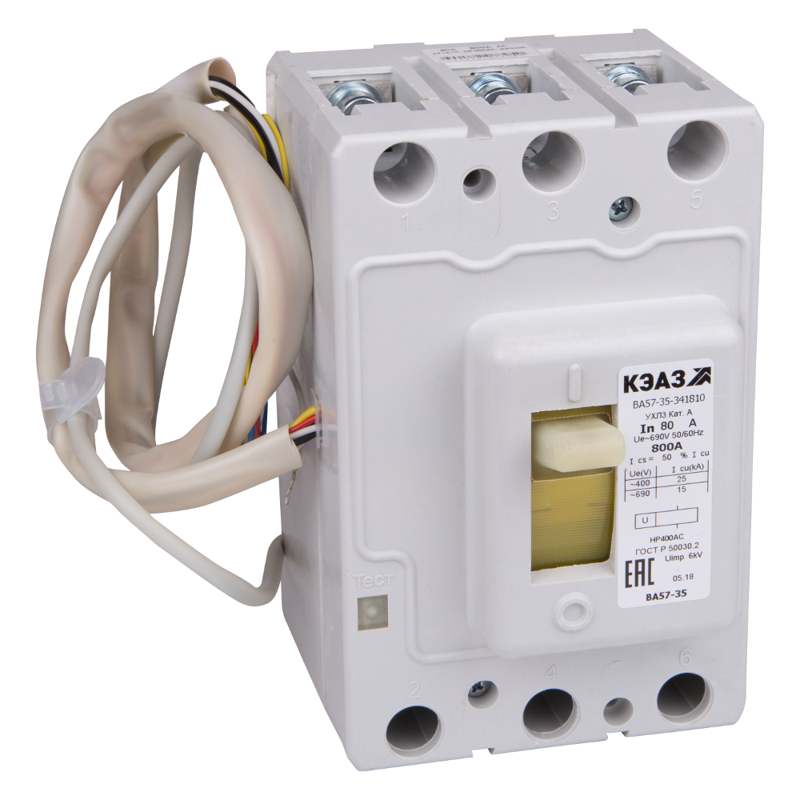  Выключатель автоматический 3п 63А 800Im 20кА ВА57-35-341210 УХЛ3 690В AC НР=230В AC/220В DC КЗ№6 КЭАЗ 254909 фото в каталоге от BTSprom.by