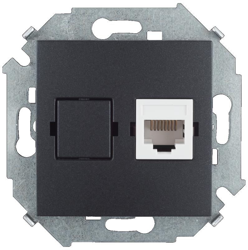 розетка компьютерная simon 15 rj45 кат.5e utp systimax механизм графит simon 1591598-038 от BTSprom.by