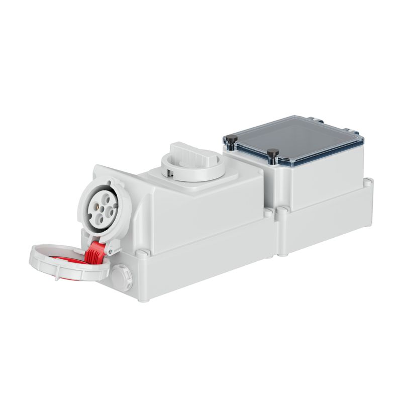 розетка настенная 6мод. wsd 32а 4п 3p+e 400в 3h ip67 с механич. блокировкой и din-рейкой dkc wsd346-032-40 от BTSprom.by