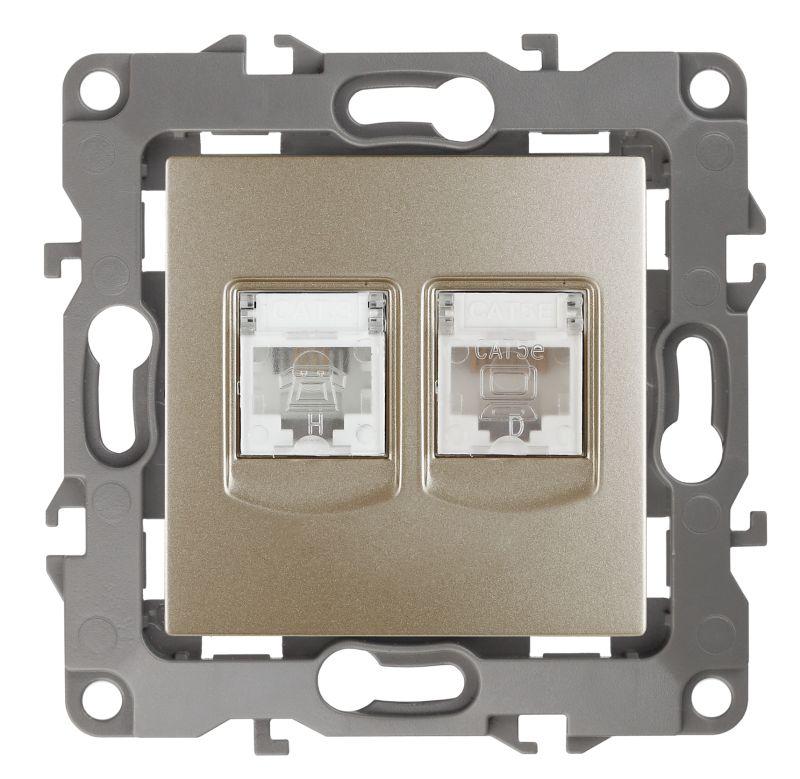 розетка компьютерная + телефонная 2-м эра12 12-3109-04 rj45 + rj11 ip20 шампань эра б0018251 от BTSprom.by