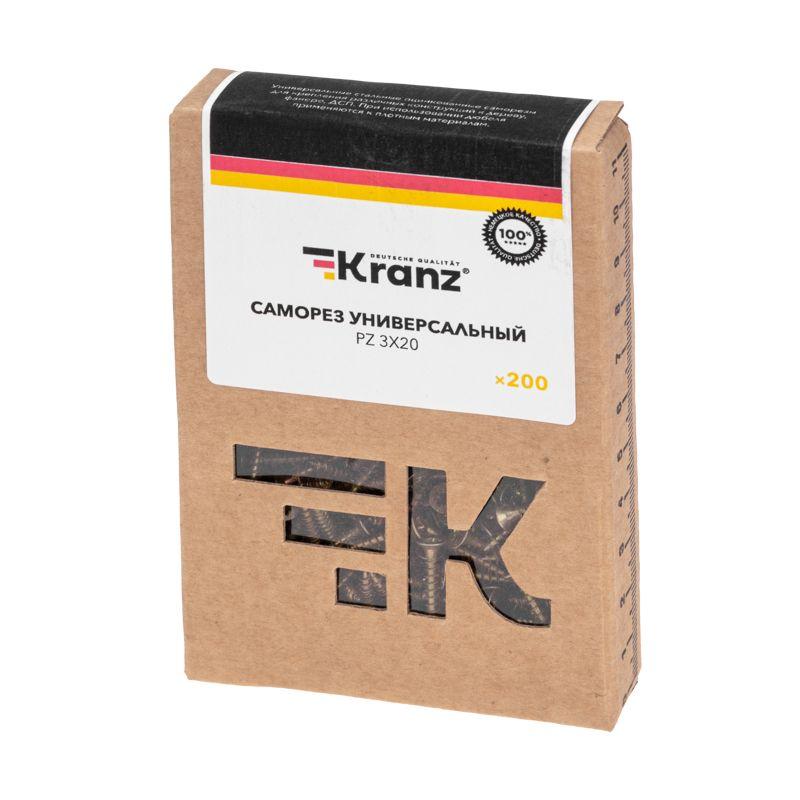  Саморез универсальный 3х20 желт. цинк (уп.200шт) Kranz KR-01-3311-011 фото в каталоге от BTSprom.by