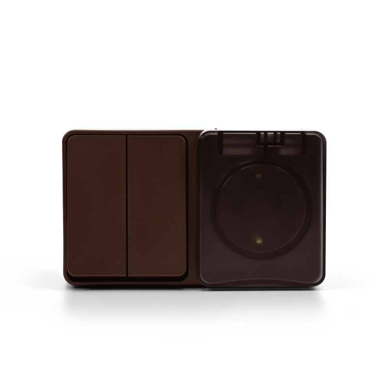  Блок ОП AtlasDesign PROFI IP54 (розетка 1-м 16А заземл. защ. шторки + 2-кл. выключатель 10А) корич. SE ATN546074 фото в каталоге от BTSprom.by