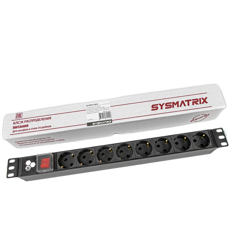 блок розеток 8-м 10а 19 pdu гнездо под шнур sysmatrix pd 19.08sch-is-1.10 от BTSprom.by