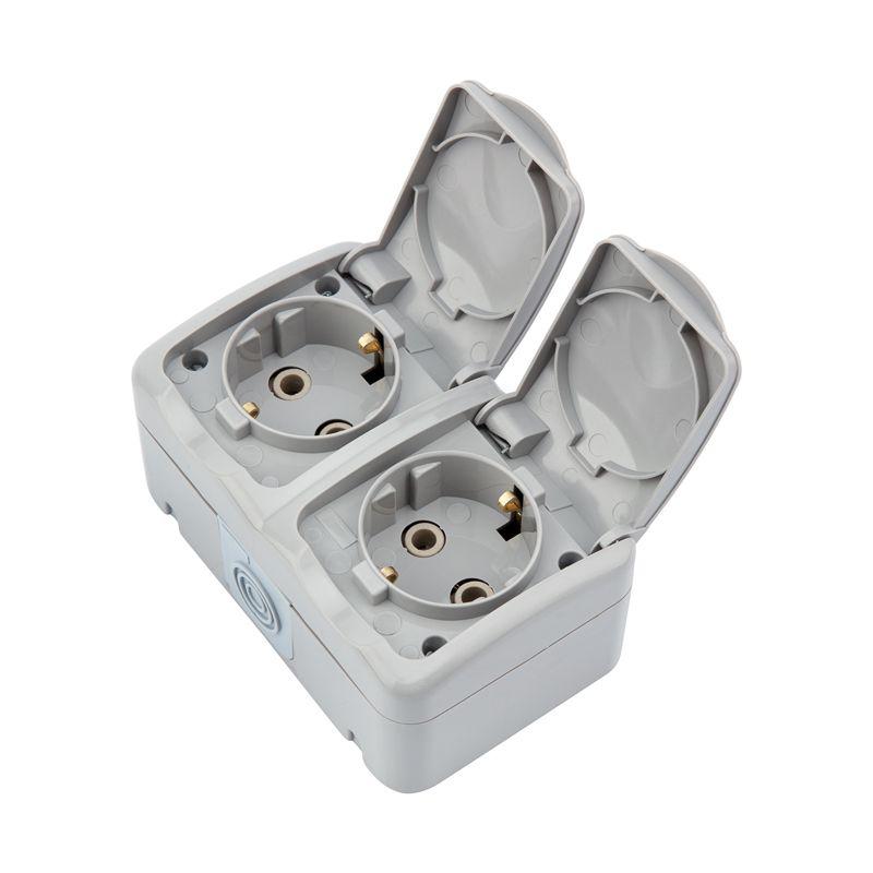  Блок розеток 2-м ОП Mini OG IP54 горизонт. с заземл. керамика сер. Kranz KR-78-0804 фото в каталоге от BTSprom.by