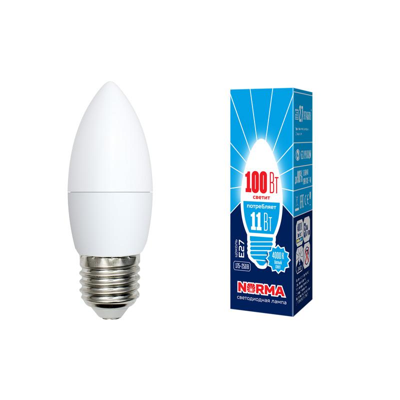 лампа светодиодная led-c37-11w/nw/e27/fr/nr norma 11вт матовая e27 (упак. картон) volpe ul-00003814 от BTSprom.by