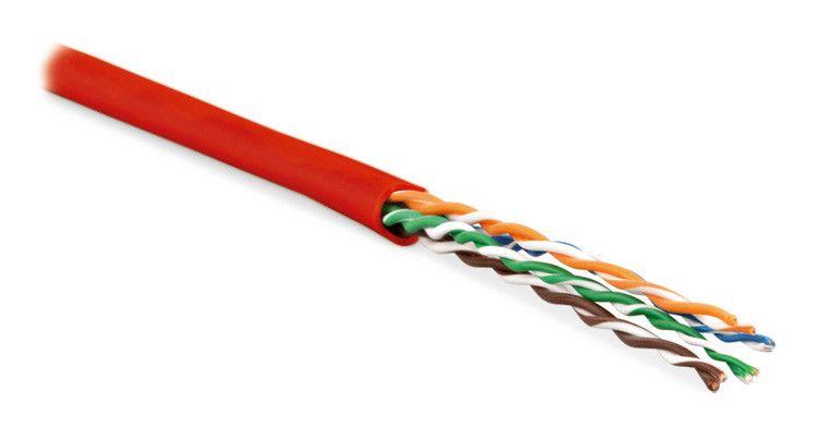 кабель витая пара неэкранир. u/utp кат.6 4 пары 24 awg мж patch без разделителя pvc нг(а)-hf -5град.c-+60град.c uutp4-c6-p24-ncr-in-pvc-rd-100 красн. (уп.100м) hyperline 444317 от BTSprom.by
