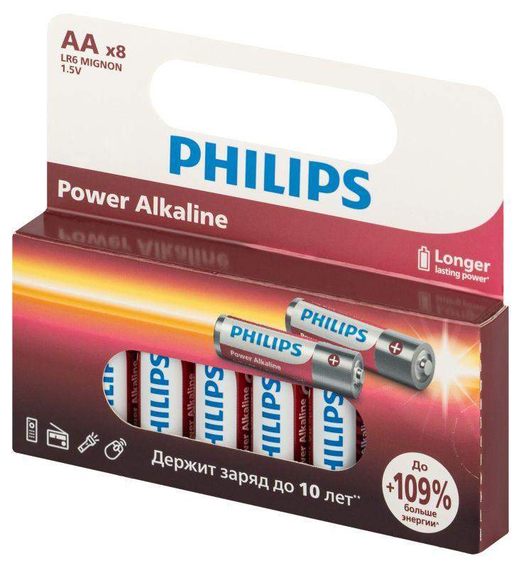 элемент питания алкалиновый aa/lr6 1.5в power (блист. 8шт) philips б0064634 от BTSprom.by