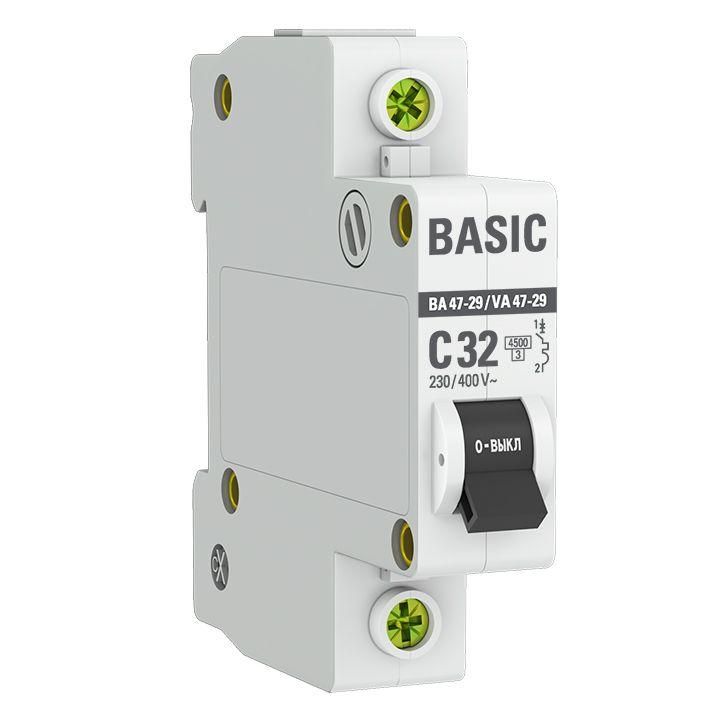 выключатель автоматический модульный 1п c 32а 4.5ка ва 47-29 basic ekf mcb4729-1-32c от BTSprom.by