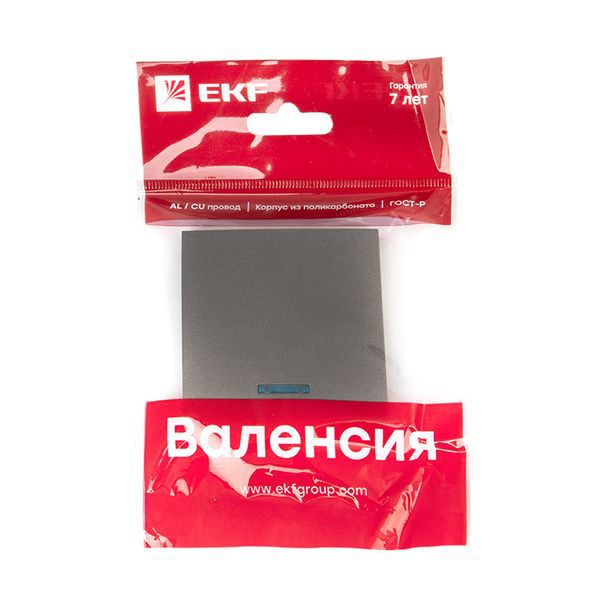  Панель лицевая Валенсия для выключателя 1-кл. с индикатором 10А графит PROxima EKF ESV10-L-121-60 фото в каталоге от BTSprom.by