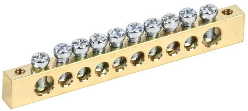 шина pen "земля-ноль" 8х12мм 10/2 (10групп/крепеж по краям) iek ynn21-10-100 от BTSprom.by