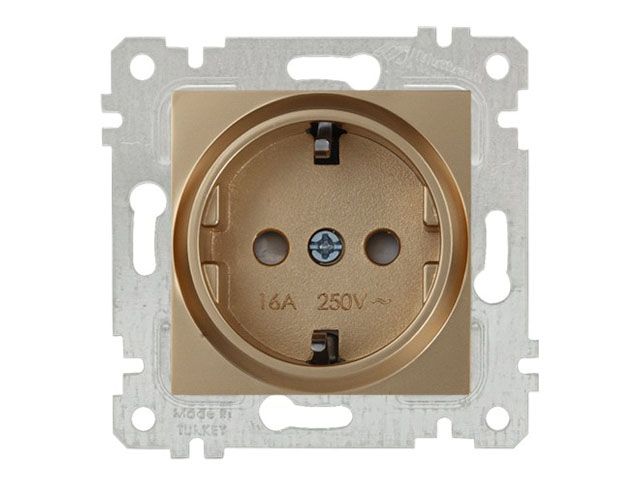 розетка 1-ая (скрытая, без рамки, с/з) золото, rita, mutlusan (16 a, 250 v, ip 20) 2200 600 0280 от BTSprom.by
