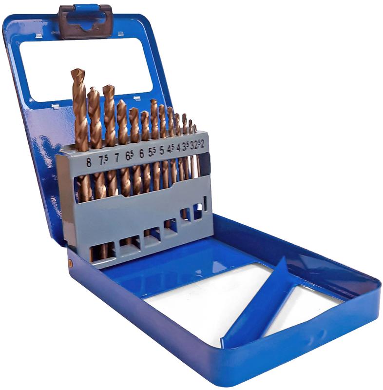  Набор сверл по металлу с кобальтом 5% в металлической коробке; 2-8мм (через 0.5мм) 13шт Profi Cutop 48-603 фото в каталоге от BTSprom.by