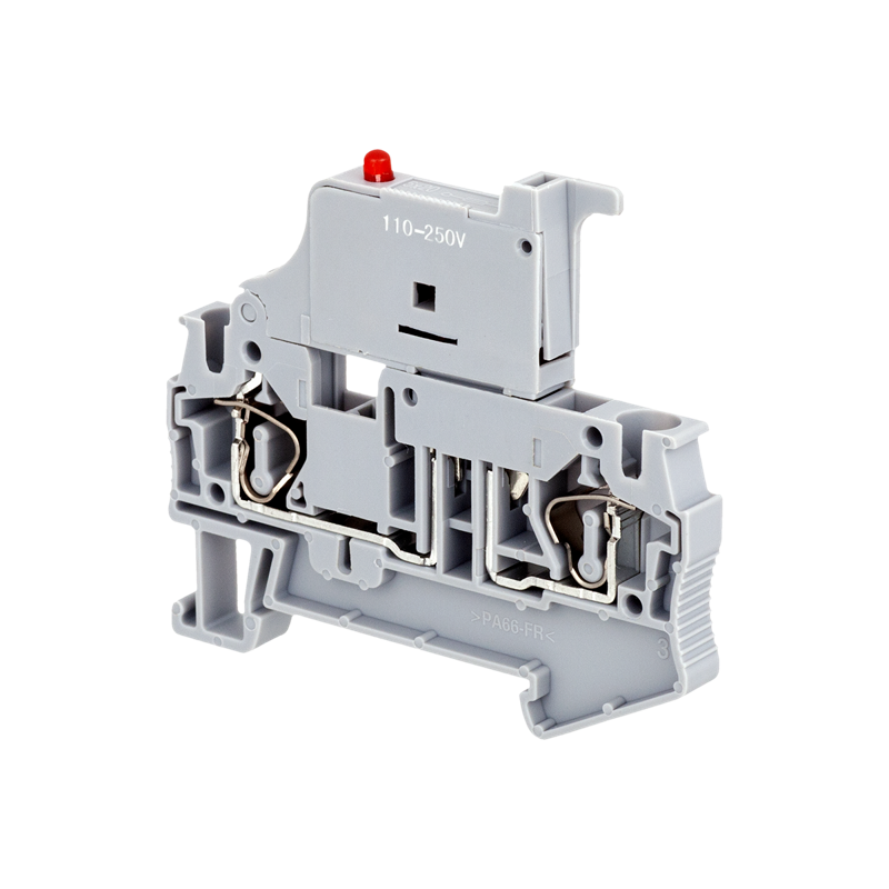 клемма пружинная с держателем предохранителя 4кв.мм индикация 220в mts-4f220 овен 136887 от BTSprom.by