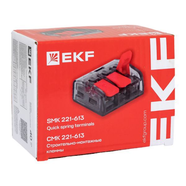  Клемма строительно-монтажная СМК 221-612 2-проводная 0.5-4.0(6)кв.мм с рычагом (уп.50шт) PROxima EKF plc-smk-221-612 фото в каталоге от BTSprom.by