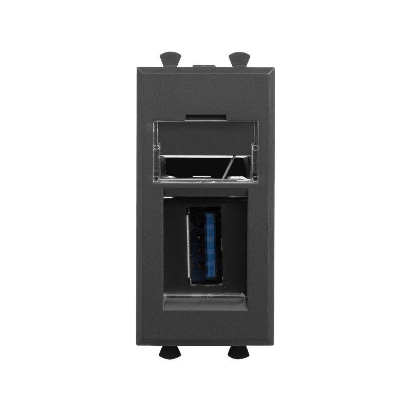розетка usb 3.0 1мод. avanti "черный матовый" тип а-а модульная dkc 4412301 от BTSprom.by