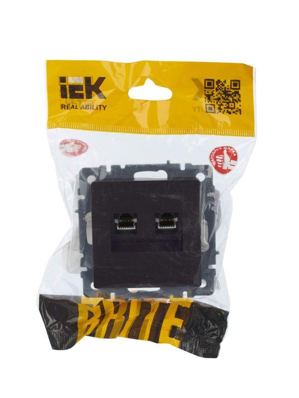  Розетка компьютерная 2-м СП BRITE RJ45 кат.5E РК10-2-БрТБ механизм бронза IEK BR-K20-1-K45 фото в каталоге от BTSprom.by