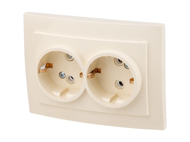 розетка 2-ая (скрытая, с/з) бежевая, стандарт, юпитер (rs 16-238-бж) (юпитер) jp7425-03 от BTSprom.by